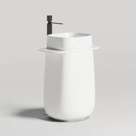 Salini Oriente Totem Раковина напольная, S-Sense, декор.накладка на слив, выпуск, сифон, цвет: белый глянцевый