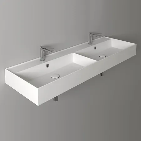 Simas Agile Раковина, 2 отв, двойная, цвет: белый