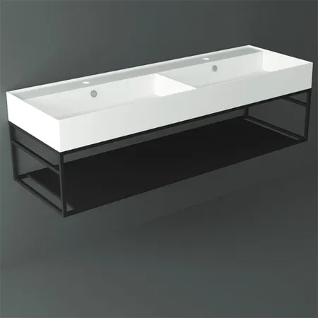Simas Agile Структура металлическая, подвесная, для раковины с 1 отв, AG141, с 1 полкой, цвет: черный матовый
