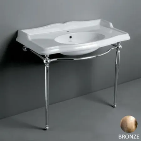 SIMAS Arcade Консоль, c белой раковиной на 1 отв, напольная, цвет: консоли bronzo