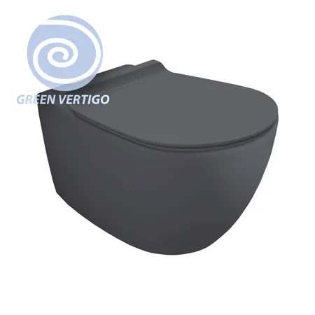Simas Vignoni Унитаз подвесной, безободковый, смыв TORNADO (green vertigo), цвет: antracite matt