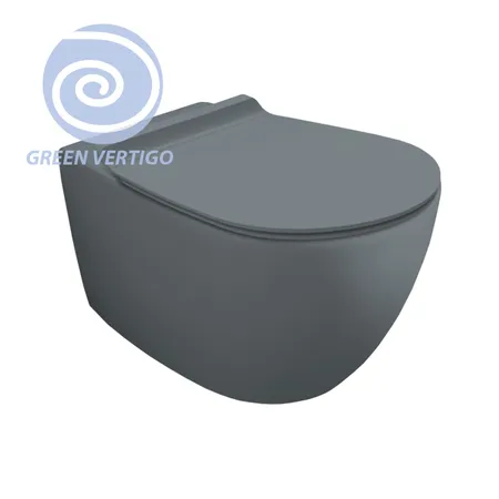 Simas Vignoni Унитаз подвесной, безободковый, смыв TORNADO (green vertigo), цвет: cemento matt