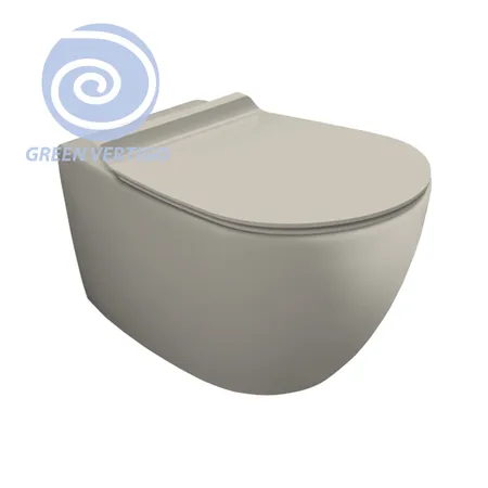 Simas Vignoni Унитаз подвесной, безободковый, смыв TORNADO (green vertigo), цвет: sabbia matt