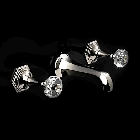 Devon&Devon Excelsior Gemstone Смеситель для раковины на три отверстия для настенного монтажа, цвет: блестящий никель