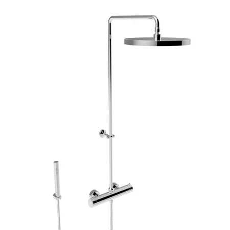 Stella Bamboo Душевой комплект 3287/304-300: термостатический смеситель, штанга+ручной+верхний душ, цвет: хром