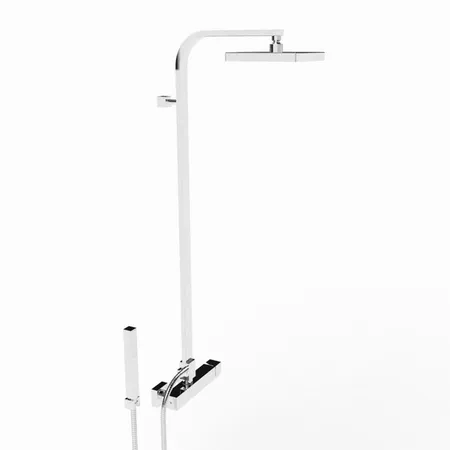 Stella Bamboo Quadro Душевой комплект 3283/420/304-200: смеситель, штанга+ручной+верхний душ, цвет: хром