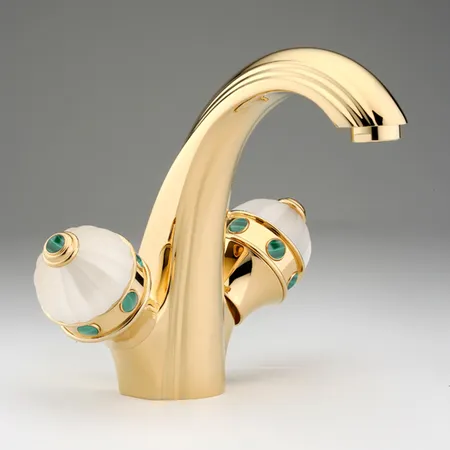 THG Amboise Malachite Смеситель для раковины, 1 отв, цвет: золото/малахит