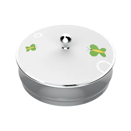 THG CAPUCINE VERT DECOR PLATINE Китайская лакированная коробка с белой керамической крышкой, big size, декор платина/зеленый, цвет: белый