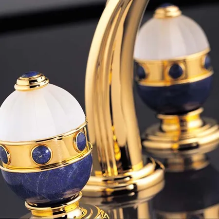 THG Cheverny Lapis Lazuli Смеситель для раковины, 3 отв, цвет: золото/лазурит