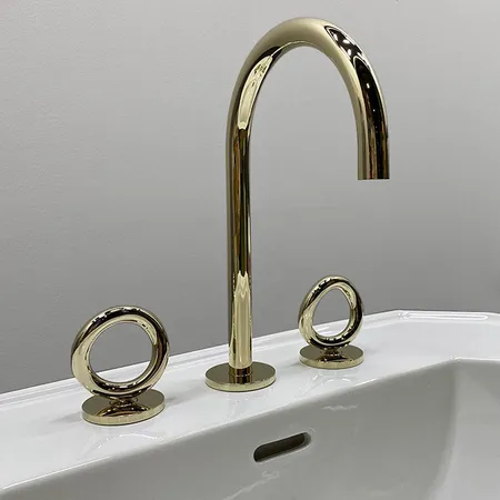 THG Collection O Смеситель для раковины, 3 отв, с донным клапаном, цвет: Soft gold