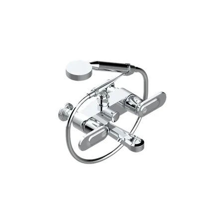 THG CORVAIR A MANETTES FIOR DI BOSCO Смеситель для ванны настенный, с ручным душем и шлангом, цвет: хром