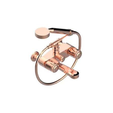 THG CORVAIR Смеситель для ванны настенный, с ручным душем и шлангом, цвет: Blush PVD