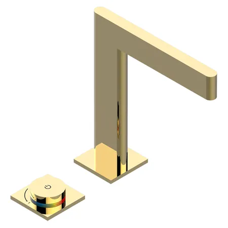 THG ICON-X CARBONE GOLD Смеситель для раковины, 2 отв, электронный, с донным клапаном, цвет: полированное золото