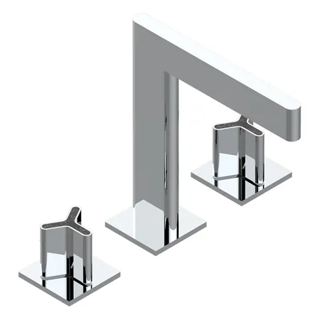 THG ICON-X CARBONE GOLD Смеситель для раковины, 3 отв, с донным клапаном, цвет: хром