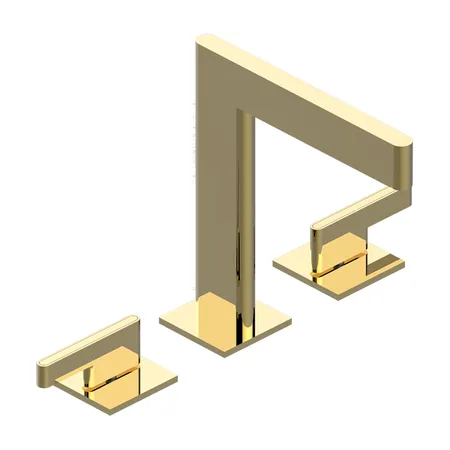 THG ICON-X TITANE A MANETTES Смеситель для раковины, 3 отв, с донным клапаном, цвет: полированное золото