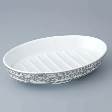 THG Marquise platinum decor Мыльница керамическая, настольная, декор платина, цвет: белый