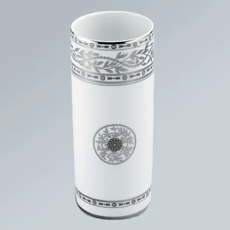 THG MARQUISE BLANC DECOR PLATINE Ваза керамическая, настольная, декор платина, цвет: белый