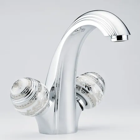 THG Marquise porcelaine blanche Смеситель для раковины, 1 отв, цвет: хром/платина/белый фарфор