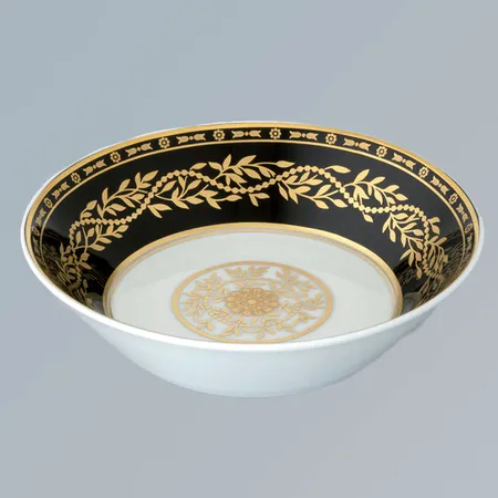 THG MARQUISE NOIR DECOR OR Блюдо керамическое, настольное, декор черный/золото, цвет: белый