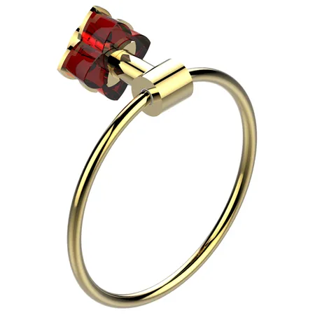 THG Pétale de cristal rouge Полотенцедержатель - кольцо, подвесной, цвет: золото/красный хрусталь