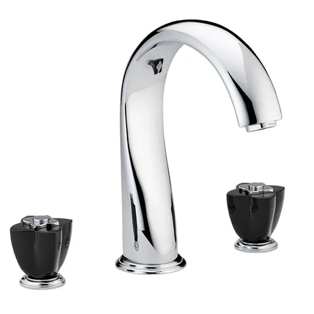 THG Petale de Cristal noir Смеситель для ванны, 3 отв, цвет: хром/черный хрусталь