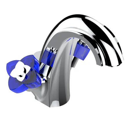 THG Pуtale de cristal bleu Смеситель для раковины, 1 отв, цвет: хром/синий хрусталь