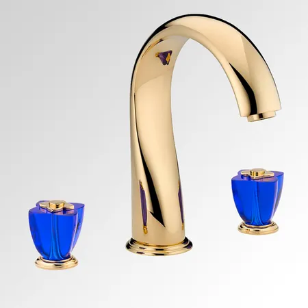 THG Pуtale de cristal bleu Смеситель для ванны, 3 отв, цвет: золото/синий хрусталь