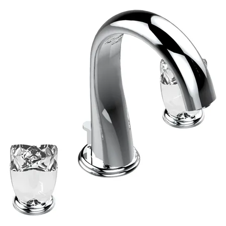 THG Pуtale de cristal clair Смеситель для раковины, 3 отв, цвет: хром/прозрачный хрусталь