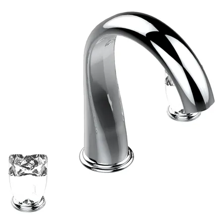 THG Pуtale de cristal clair Смеситель для ванны, 3 отв, цвет: хром/прозрачный хрусталь