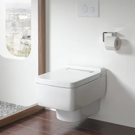 TOTO SG Унитаз подвесной, безободковый, CeFiONtect, Tornado Flush цвет: белый с пластиковой панелью цвет: белый