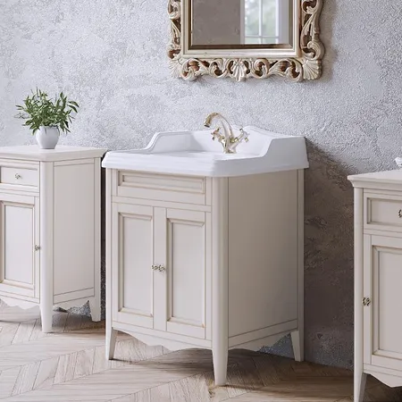 TW Veronica, База с раковиной Simas AR824bi* с 1отв. под смеситель, 2 расп. дверки, доводч. Blum, ручки: Riflesso бронза, напольная, цвет: Vintage