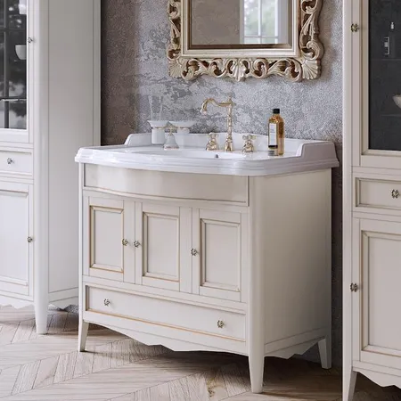 TW Veronica, База с раковиной Simas AR874bi*, с 1отв, 3 расп. дв. и 1ящик, доводч. Blum, ручки: Riflesso бронза, напольная, цвет: VINTAGE
