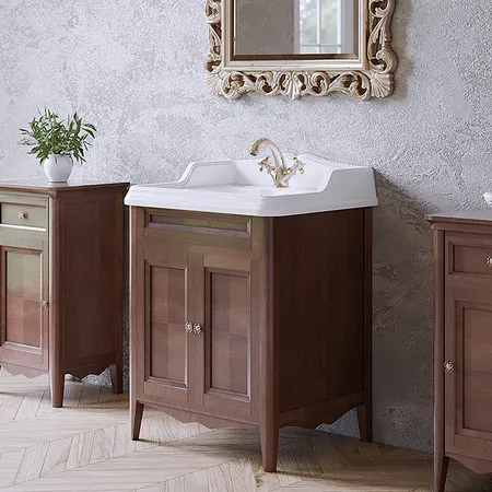 TW Veronica Nuovo комплект мебели с 2-мя дверцами, с доводчиками Blum, ручки: бронза, напольный, Цвет: noce