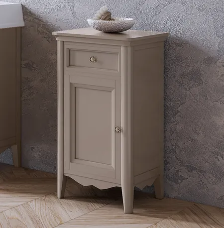 TW Veronica, Тумба, 1 распашная дверка 1 выдвижной ящик, доводчики Blum (петли слева-SX), напольная, цвет: Tortora, ручки: Riflesso
