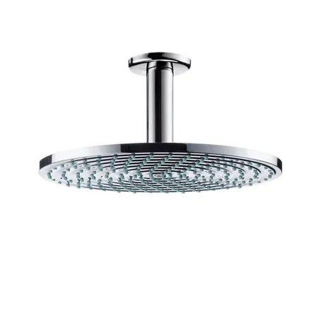 Hansgrohe Raindance Air Верхний душ, с потолочным подсоединением, экстра широкая душевая струя, с технологией AIR, защита от загрязнений QuickClean, с потолочным подсоединением, с защитой от люфта, цвет: хром