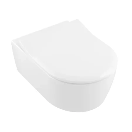 Villeroy&Boch Avento Унитаз,подвесной, безободковый, в комплекте сиденье SlimSeat с микролифтом, цвет: альпийский белый